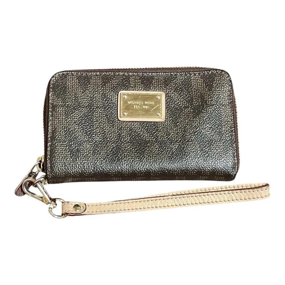 Michael Kors Brown and Gold Wristlet